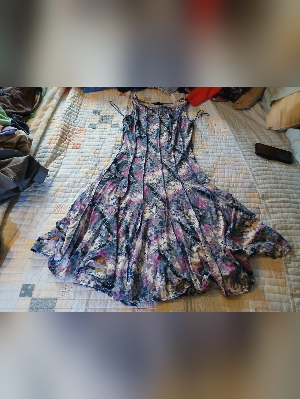 Floral Purple Tie-Dye Maxi Slip Dress